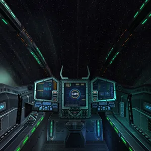 Caption: Advanced Spaceship Cockpit Illuminated At Night Wallpaper