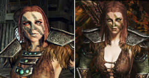 Caption: Aela The Huntress, Fierce And Skilled Warrior Wallpaper