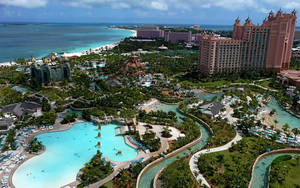 Caption: Aerial View Of The Spectacular Atlantis Resort In Nassau, Bahamas Wallpaper