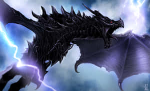 Caption: Alduin, The World-eater In Battle In The Elder Scrolls V: Skyrim Wallpaper