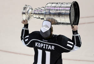 Caption: Anze Kopitar Of Los Angeles Kings With The Stanley Cup. Wallpaper