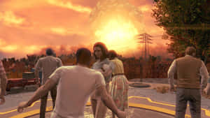 Caption: Apocalyptic Destruction In The World Of Fallout Wallpaper