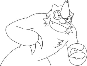 Caption: Artistic Outline Sketch Of Vigoroth In Action Wallpaper