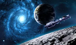 Caption: Astronaut Exploring The Outer Space Near An Undiscovered Planet Wallpaper
