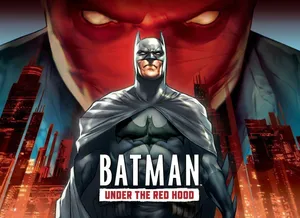 Caption: Batman And Red Hood Face-off In An Epic Confrontation Wallpaper