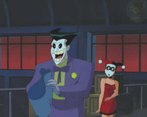 Caption: Batman Beyond Faces The Joker In A Climactic Showdown Wallpaper