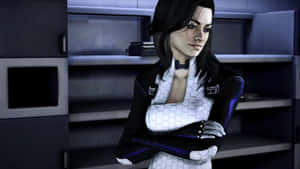 Caption: Beautiful And Powerful - Miranda Lawson In Action Wallpaper