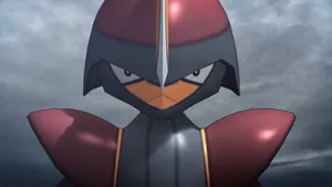 Caption: Bisharp, A Steel/dark Type Pokémon Unveiling Its Charisma In A Frontal Profile View. Wallpaper