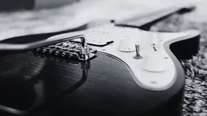 Caption: Black And White Guitar Wallpaper