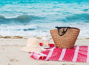 Caption: Blissful Beach Picnic Wallpaper