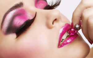 Caption: Bold Pink Makeup Look Wallpaper