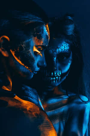 Caption: Breathtaking Neon Makeup Under Black Light Wallpaper