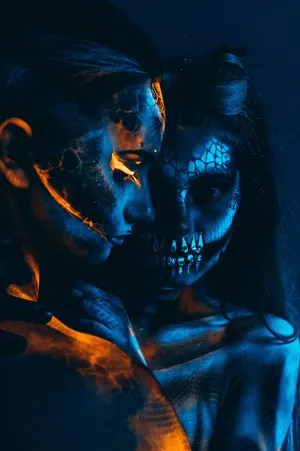 Caption: Breathtaking Neon Makeup Under Black Light Wallpaper
