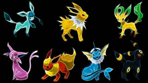 Caption: Bright And Powerful Flareon In A Dark Background Wallpaper