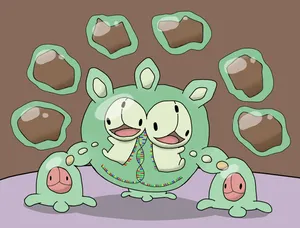 Caption: Captivating Artwork Of Mega Reuniclus, The Miracle Pokemon Wallpaper