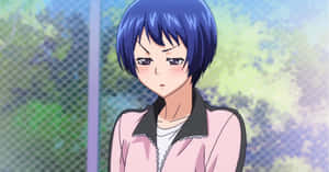 Caption: Captivating Gaze Of Aina Yoshiwara In A Serene Japanese Garden Wallpaper