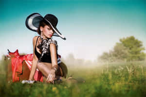 Caption: Chic Spring Outfit With Floral Dress And Accessories Wallpaper