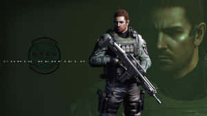 Caption: Chris Redfield In Action Wallpaper