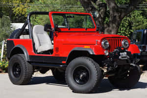 Caption: Classic Jeep Cj On A Picturesque Off-road Adventure Wallpaper