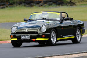 Caption: Classic Mg Rv8 In Royal Blue Wallpaper