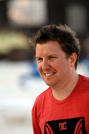 Caption: Comedian Nick Swardson Smiling Portrait Wallpaper