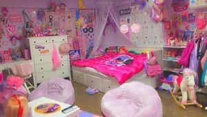 Caption: Cozy Kawaii-themed Bedroom Interior Wallpaper