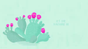 Caption: Cute And Colorful Kawaii Cactus Illustration Wallpaper