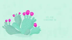 Caption: Cute And Colorful Kawaii Cactus Illustration Wallpaper