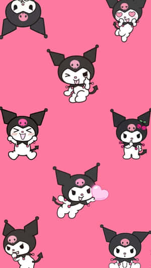 Caption: Cute And Playful Kuromi Pattern Wallpaper