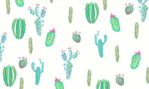 Caption: Cute Kawaii Cactus Brings Joy To Your Day Wallpaper