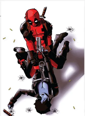Caption: Deadpool And Domino - An Unstoppable Duo Wallpaper