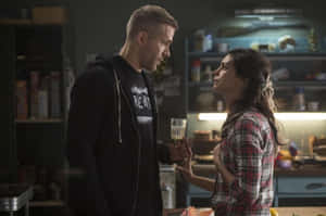 Caption: Deadpool And Vanessa's Romantic Moment Wallpaper