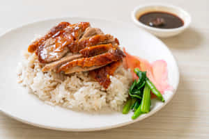 Caption: Delectable Singaporean Barbeque Roasted Duck Rice Wallpaper