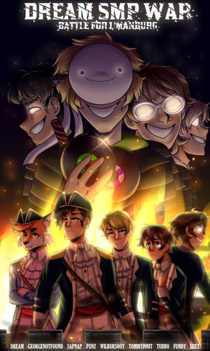 Caption: Dramatic Showdown: Dream's Team Vs L’manberg Team In An Epic Minecraft Battle Wallpaper