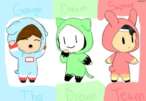 Caption: Dream Team - George, Sapnap & Dream In Action Wallpaper