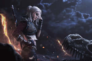 Caption: Dynamic Ciri In Action Wallpaper