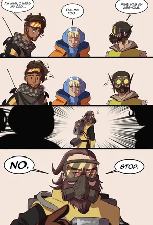 Caption: Dynamic Duo: Bloodhound And Gibraltar In Apex Legends Fan Art. Wallpaper