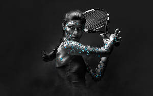 Caption: Dynamic Female Tennis Player In Action Wallpaper