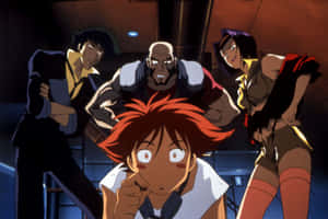 Caption: Edward From Cowboy Bebop Gazing At A Computer Screen Wallpaper