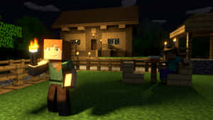 Caption: Embarking On A Minecraft Adventure With Alex Wallpaper