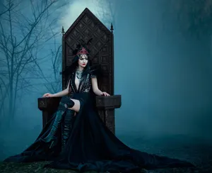 Caption: Enigmatic Dark Queen Enthroned Wallpaper