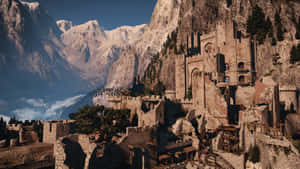 Caption: Enigmatic Kaer Morhen Under A Twilight Sky Wallpaper