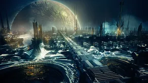 Caption: Enigmatic Otherworldly Landscape Wallpaper