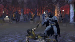 Caption: Epic Battle Between Mortal Kombat And Dc Universe Characters Wallpaper