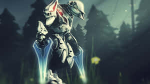 Caption: Epic Battle Between Spartans And Covenant In Halo Wallpaper