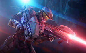 Caption: Epic Halo Battle Scene Wallpaper