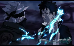 Caption: Epic Showdown Between Kakashi And Tobi Wallpaper
