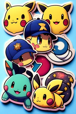Caption: Exciting Pokemon Stickers Collection Wallpaper