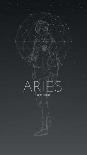 Caption: Expressive Aries Graphic On A Shiny Black Iphone Wallpaper