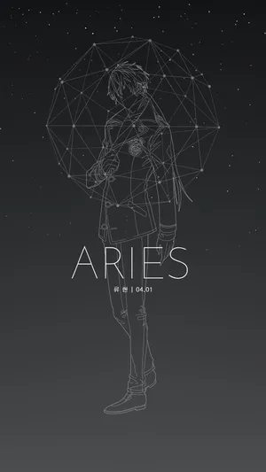 Caption: Expressive Aries Graphic On A Shiny Black Iphone Wallpaper